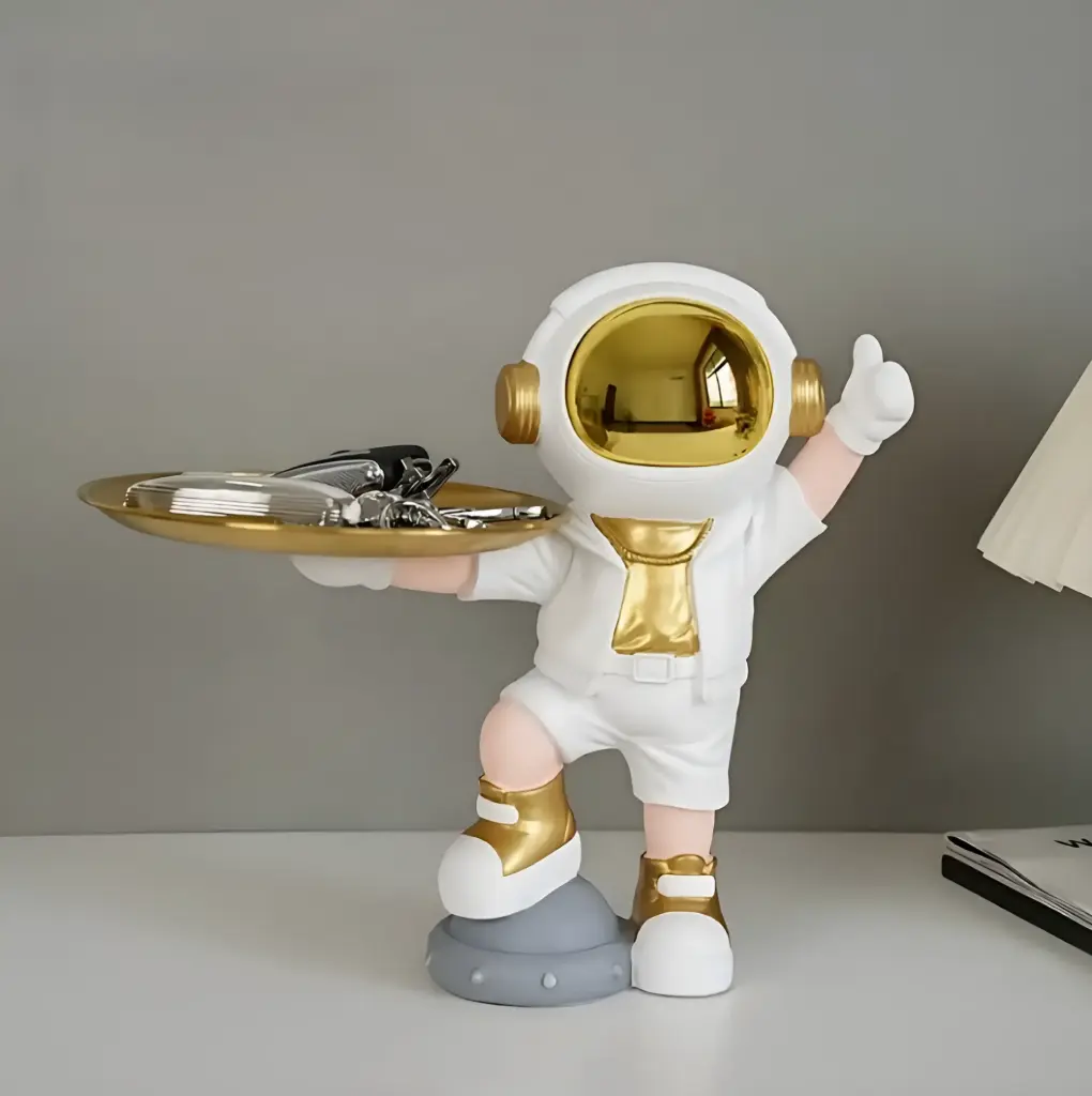 Joyful Astronaut with Tray