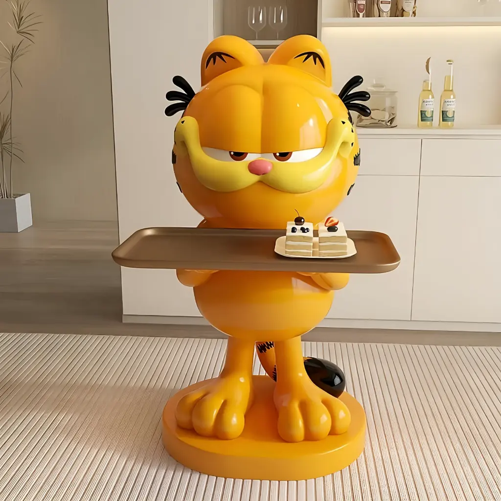 Garfield Butler Statue with Tray