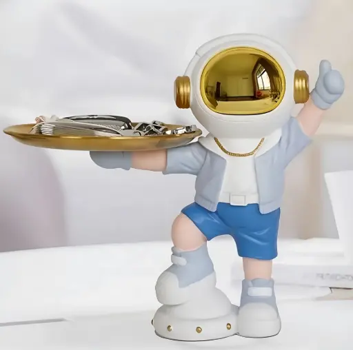 Joyful Astronaut with Tray