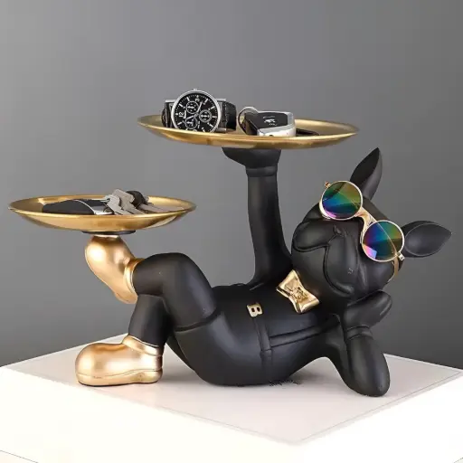 Relaxing Bull Dog with 2 Trays 